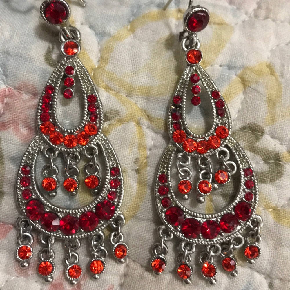 Red chandelier earrings